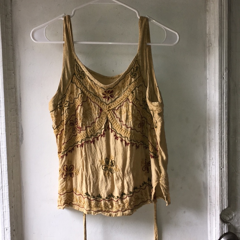 Yellow Embroidered Tank